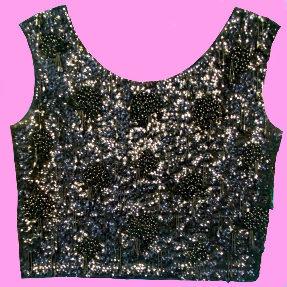 VINTAGE 1950s beaded CROP TOP